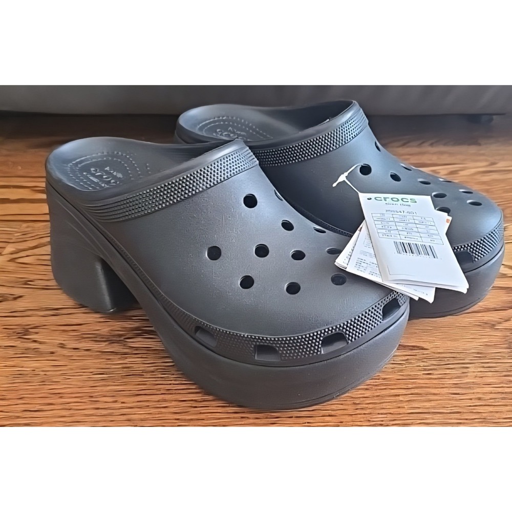 Crocs Siren 208547-001 Unisex Size M9/W11 Black Cutout Slip On Platform Heel